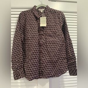 NWT Garnet Hill Easy linen list print button down shirt lagenlook‎ preppy size 4